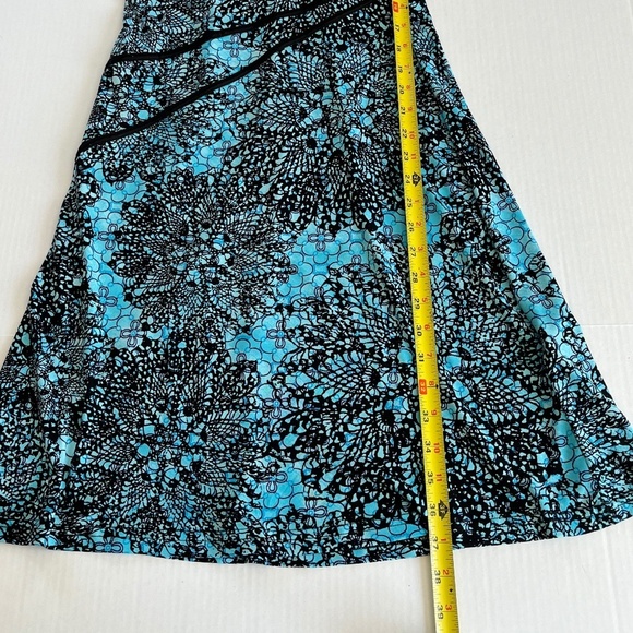 DressBarn Turquoise Cocktail V Neck Midi Dress V Neck Stretch Size 6 Petite. - Picture 4 of 7